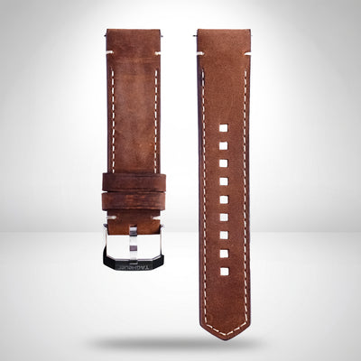 Autavia Dark Chestnut Beige Stitch Calf Strap | 21mm | WBE5110