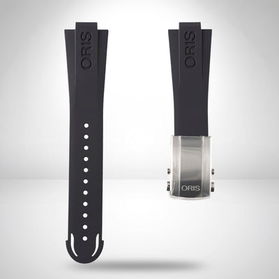 Genuine Oris Aquis Black Rubber Strap 24mm / 20mm | 07 4 24 64EB with Steel Folding Clasp & Extension