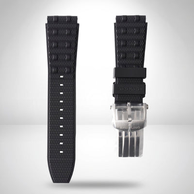 Genuine Breitling Rouleaux Chronomat B01 Black Rubber Strap 22mm / 20mm | A20DSA.6 Steel Clasp