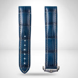 Genuine Omega Aqua Terra 20mm Blue Alligator Strap & Steel Deployant Clasp | CUZ007554 / 94521893