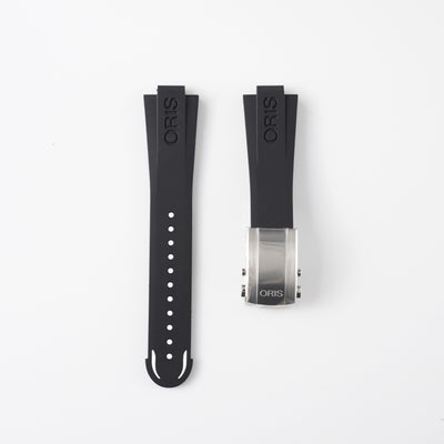 Genuine Oris Aquis Black Rubber Strap 24mm / 20mm | 07 4 24 64EB with Steel Folding Clasp & Extension