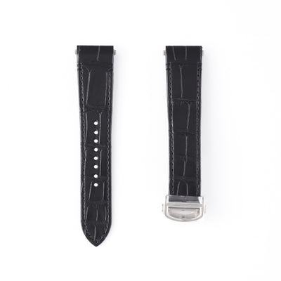 Genuine Cartier Santos Large Black Alligator QuickSwitch Strap 21mm / 18mm | KD2DM52 with Steel Clasp