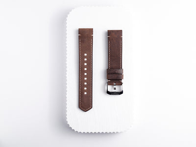 Autavia Dark Chestnut Beige Stitch Calf Strap | 21mm | WBE5110