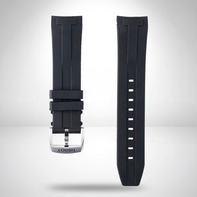 Tissot Seastar 1000 Chronograph 45.5mm Black Curved-End Rubber Dive Strap 22mm | Genuine OEM T603046865 / T120417 A