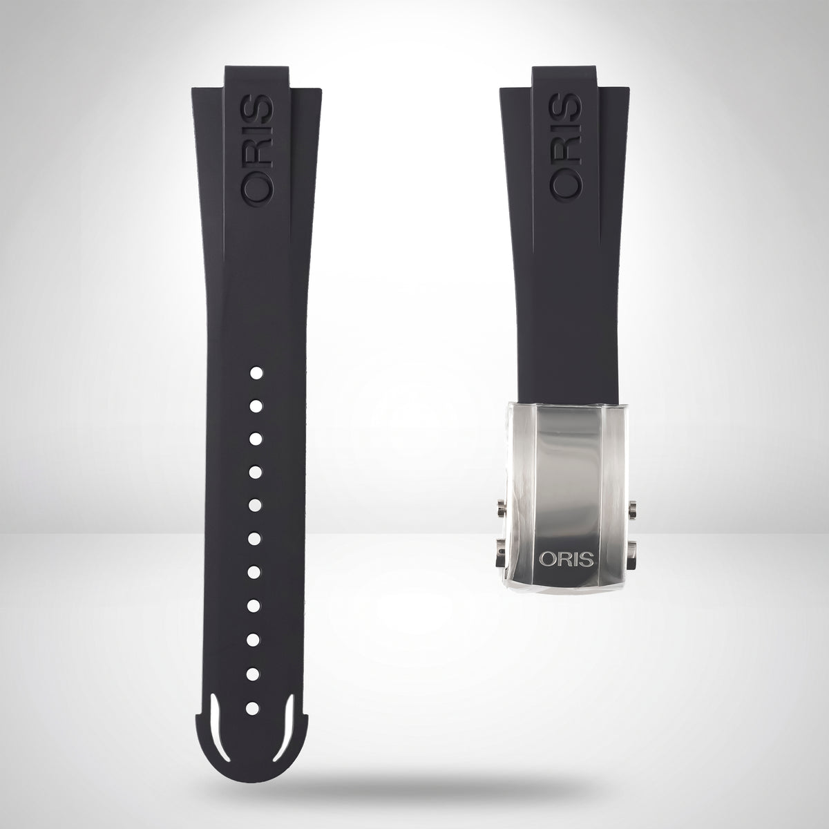 Genuine Oris Aquis Black Rubber Strap 24mm / 20mm | 07 4 24 64EB with Steel Folding Clasp & Extension