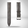 Genuine Omega 19mm Charcoal Grey Calf Grain Alligator Embossed Leather Strap & Steel Pin Buckle 94511802