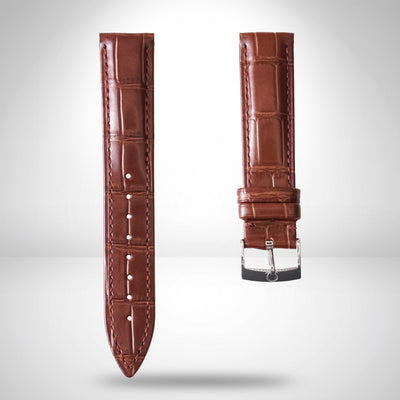 Genuine Omega 19mm Cognac Brown Alligator-Grain Leather Strap & Steel Pin Buckle 94511802
