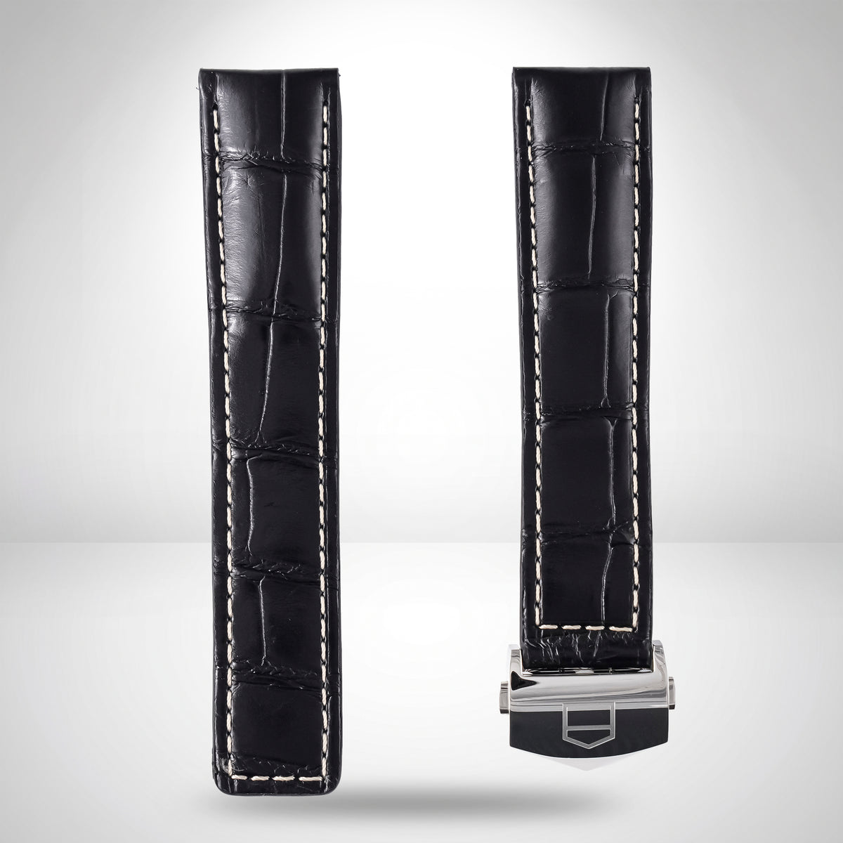 Genuine TAG Heuer Carrera Black Alligator Strap 20mm / 18mm | FC6266 with Steel Folding Clasp