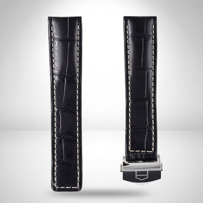 Genuine TAG Heuer Carrera Black Alligator Strap 20mm / 18mm | FC6266 with Steel Folding Clasp