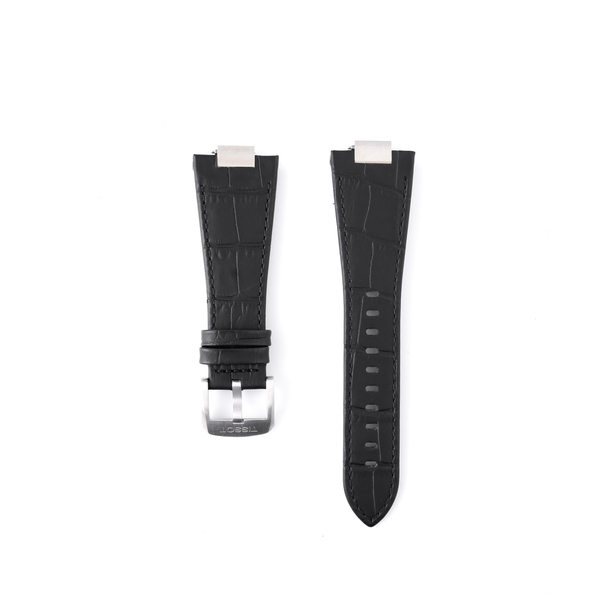 Tissot PRX 40mm Black Alligator-Embossed Leather Strap | Genuine OEM T852047562 / T610047563