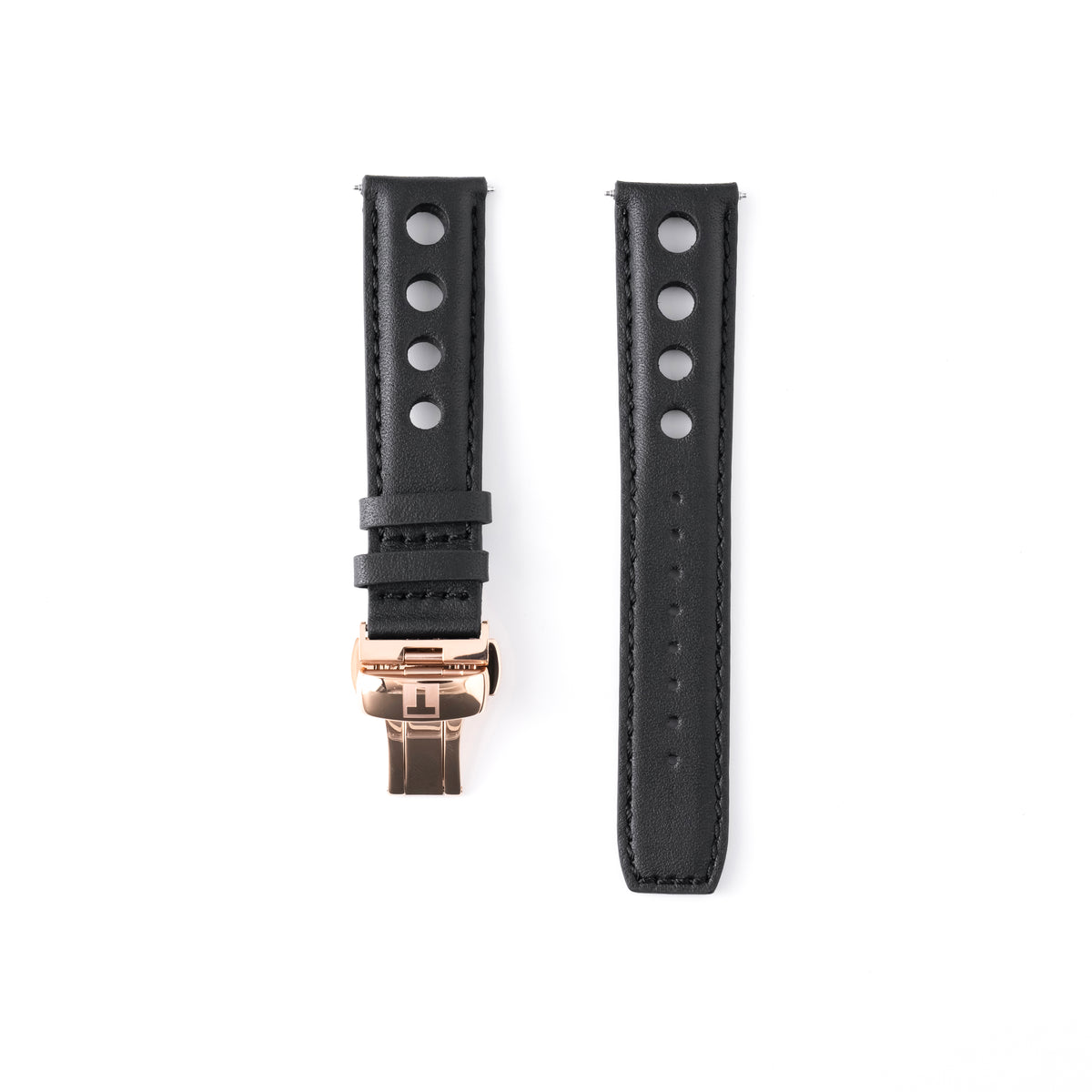 Tissot Heritage PR 516 Black Perforated Leather Rally Strap 20mm | Genuine OEM T600032025 / T640.22 AB