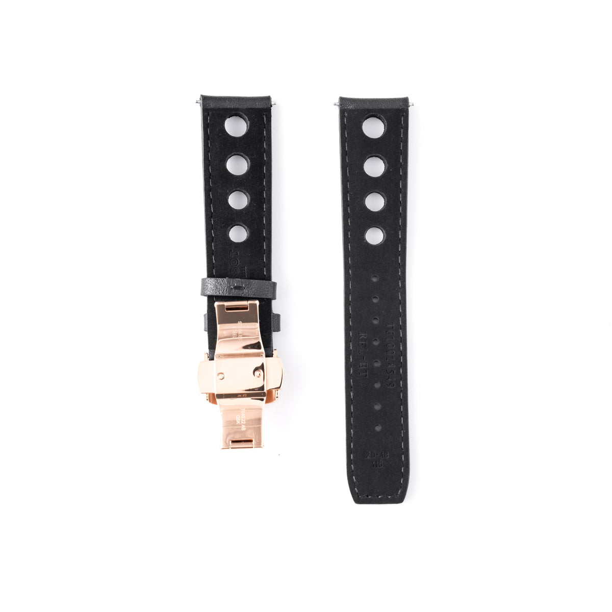 Tissot Heritage PR 516 Black Perforated Leather Rally Strap 20mm | Genuine OEM T600032025 / T640.22 AB