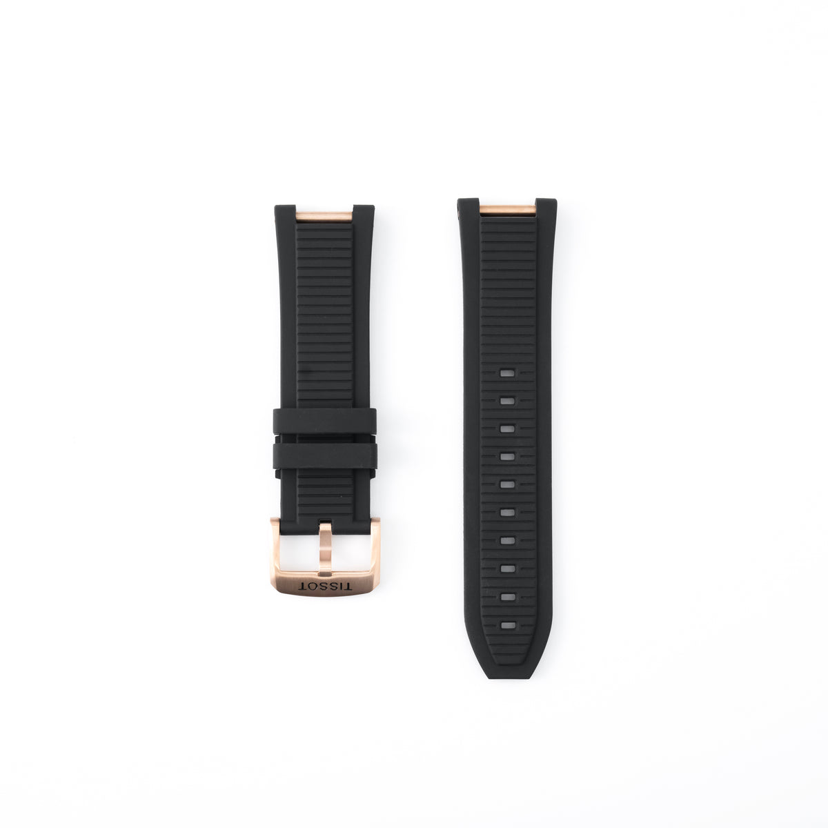 Tissot T-Race 45mm Black Rubber Strap | Rose Gold PVD Hardware | Fits 45mm T-Race | T141.417 / T141417A | OEM T603048543