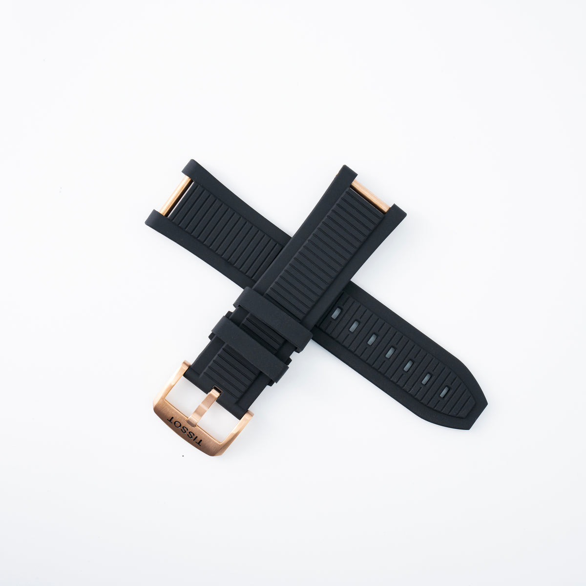 Tissot T-Race 45mm Black Rubber Strap | Rose Gold PVD Hardware | Fits 45mm T-Race | T141.417 / T141417A | OEM T603048543