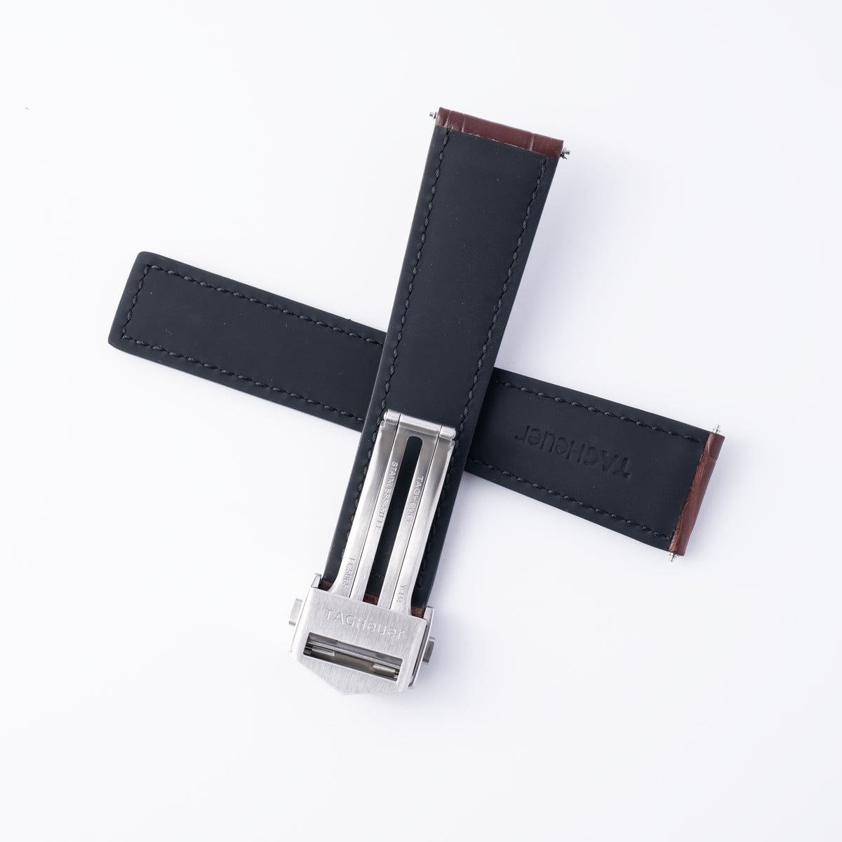 TAG Heuer Aquaracer 43mm Brown Alligator Leather & Rubber Strap 21.5mm | Genuine OEM FC6474 / FC5065