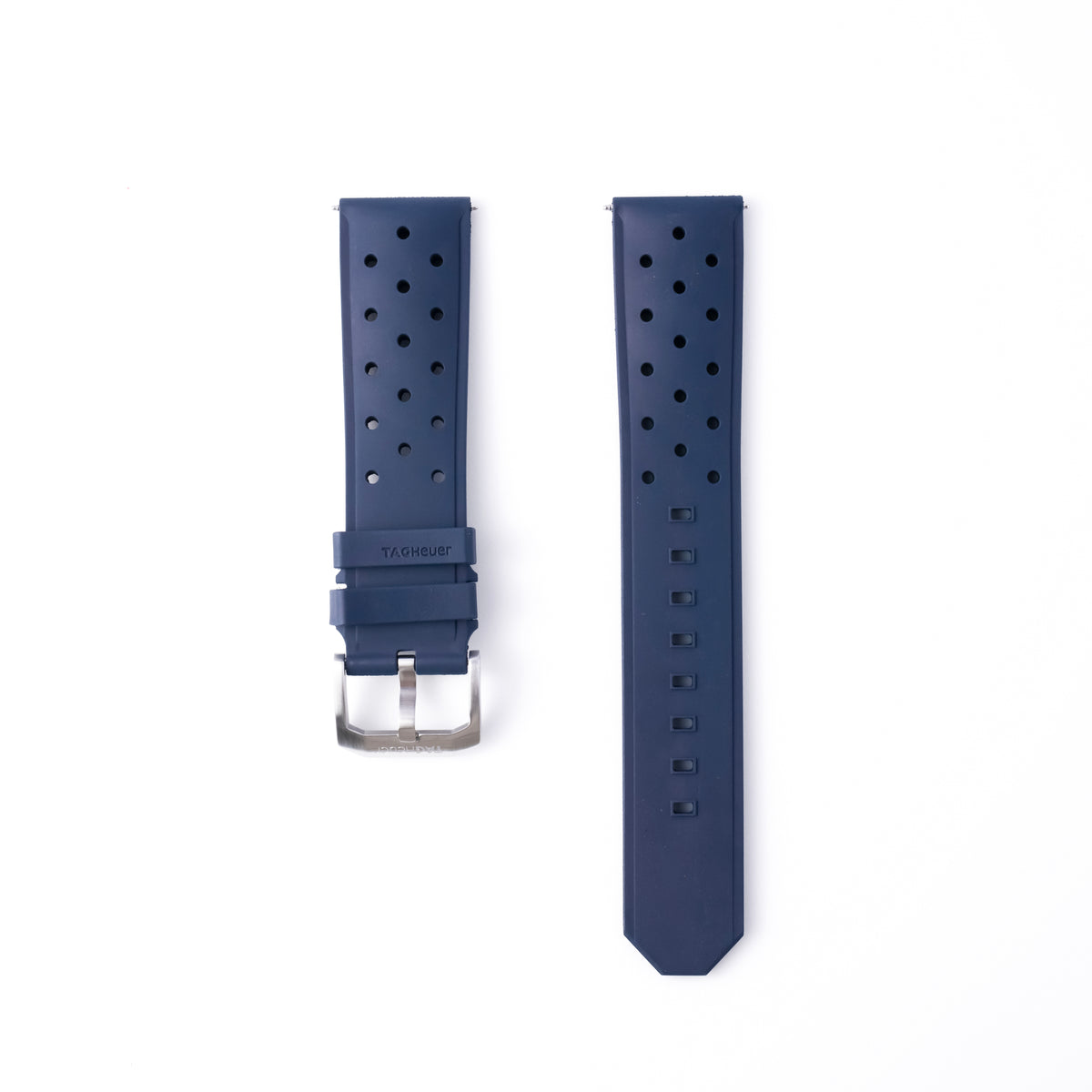 TAG Heuer Formula 1 43mm Blue Perforated Rubber Rally Strap 21.5mm with Pin Buckle | Genuine OEM FT8099