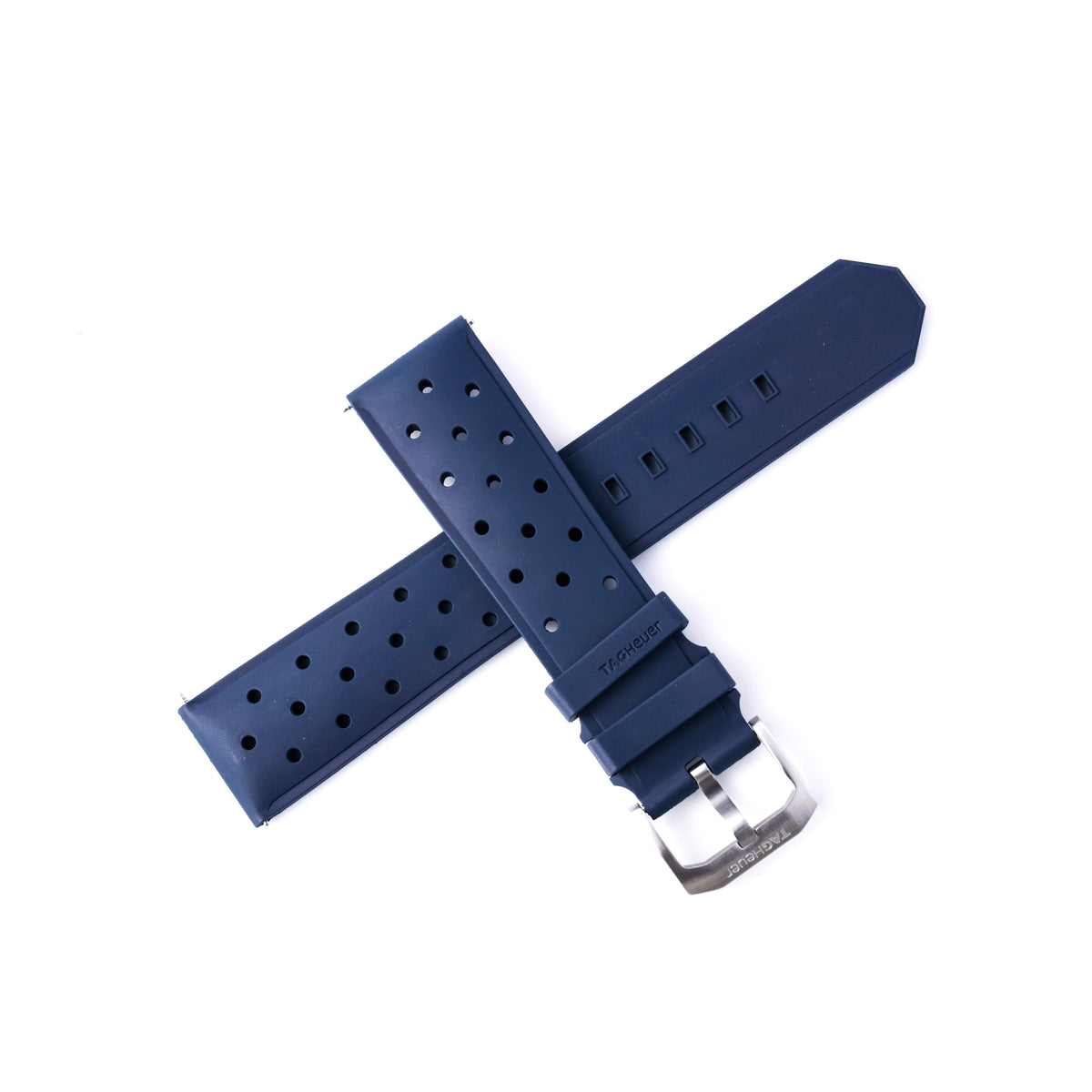 TAG Heuer Formula 1 43mm Blue Perforated Rubber Rally Strap 21.5mm with Pin Buckle | Genuine OEM FT8099