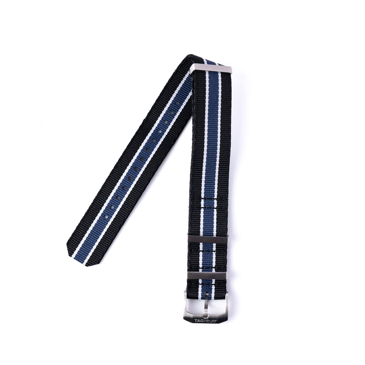 TAG Heuer Formula 1 Blue & Black Striped Nylon NATO Strap 22mm | Genuine OEM FC8197