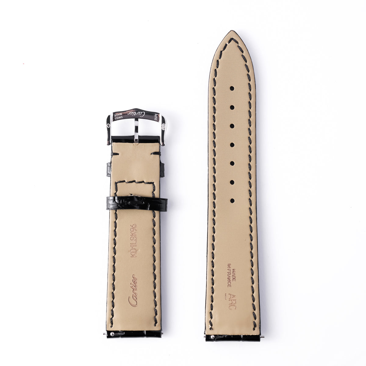 Cartier Black Alligator-Embossed Calfskin Strap 20mm with Tang Buckle | Genuine OEM KD1LSK96
