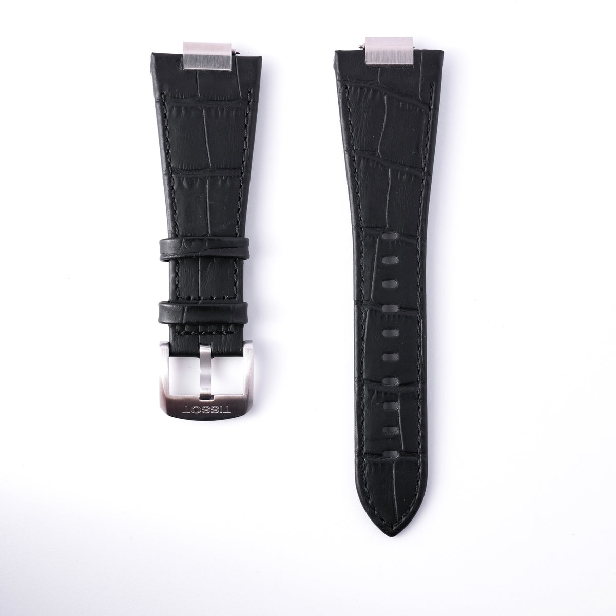 Tissot PRX 40mm Black Alligator-Embossed Leather Strap | Genuine OEM T852047562 / T610047563
