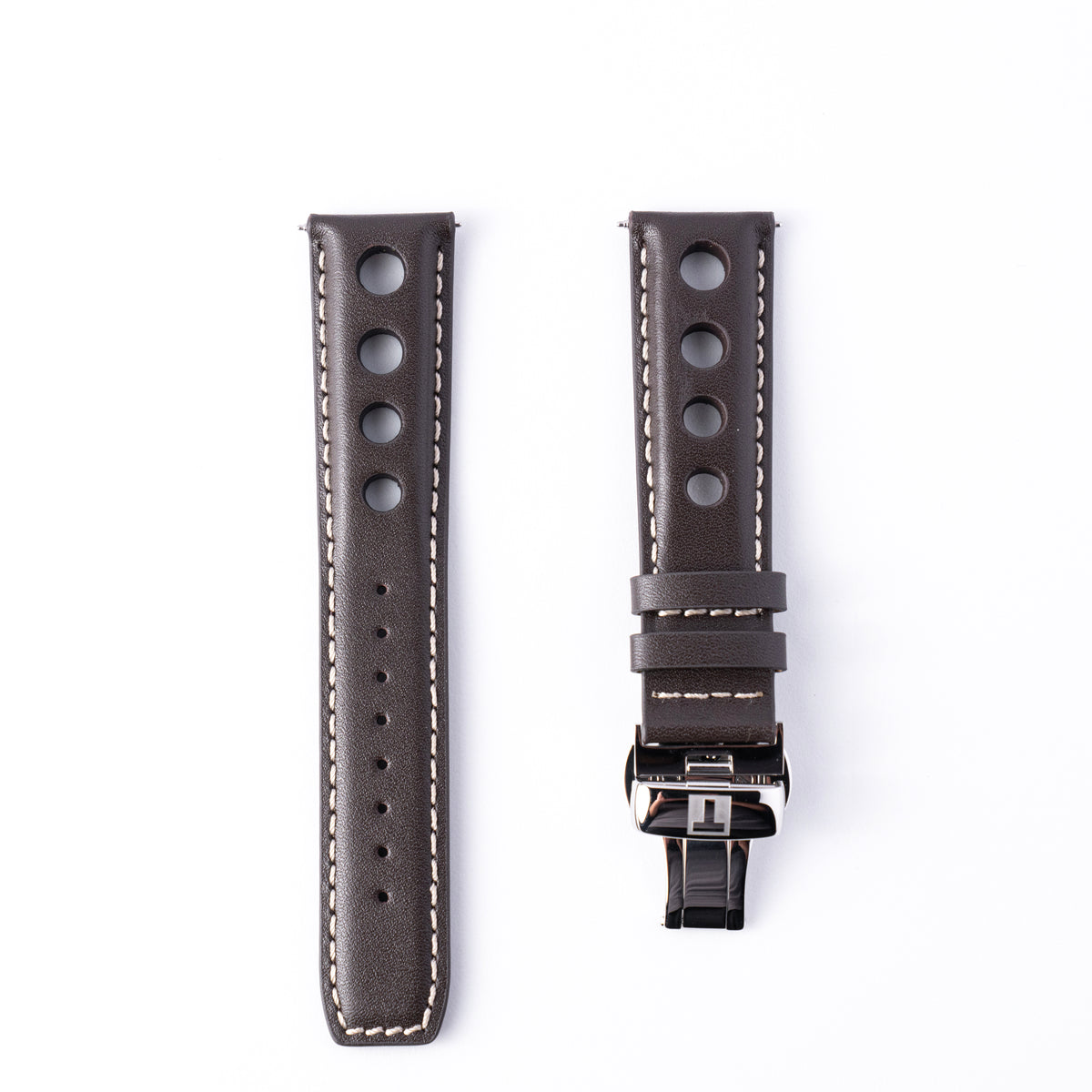Tissot PRS 516 Heritage PR 516 Dark Brown Perforated Leather Rally Strap 20mm | Genuine OEM T610038460 / T610014547