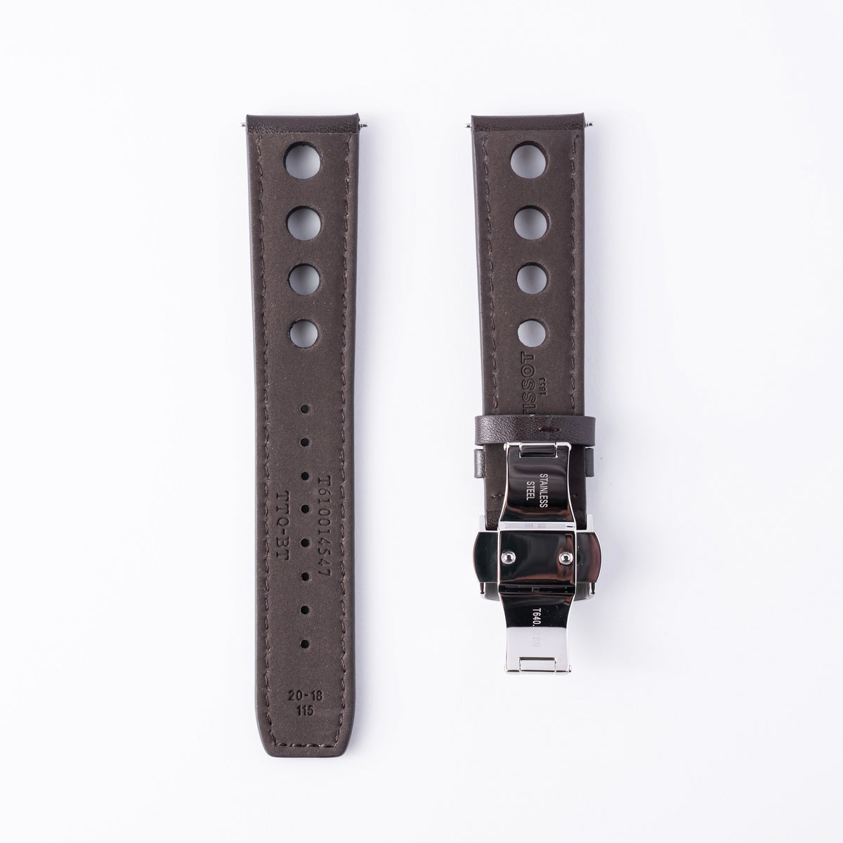 Tissot PRS 516 Heritage PR 516 Dark Brown Perforated Leather Rally Strap 20mm | Genuine OEM T610038460 / T610014547
