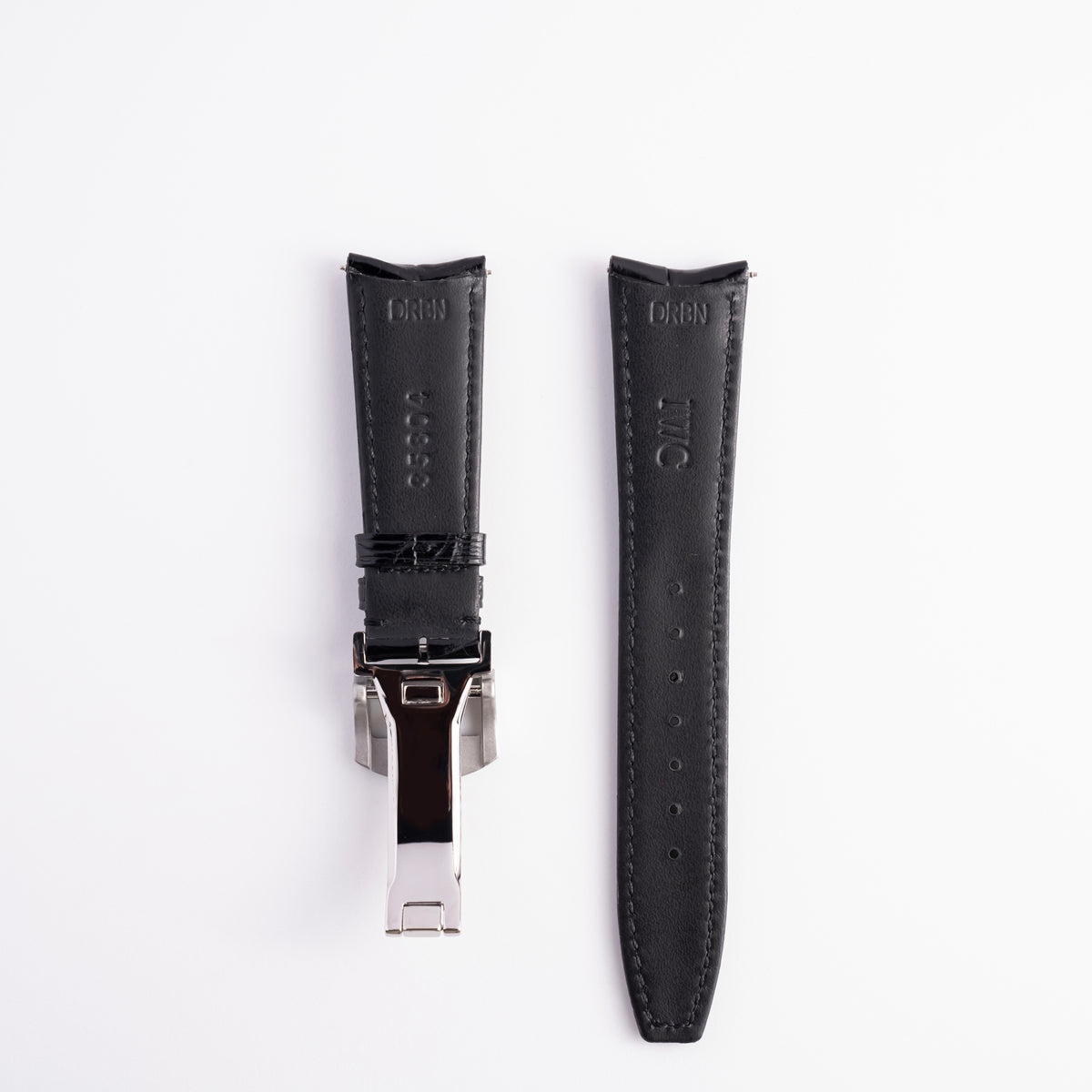 IWC Schaffhausen Portugieser Black Genuine Alligator Curved-End Strap 22mm Probus Scafusia Folding Clasp | Genuine OEM DRBN