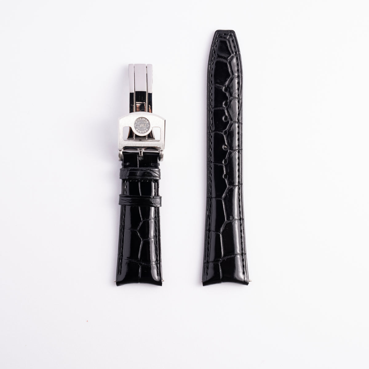 IWC Schaffhausen Portugieser Black Genuine Alligator Curved-End Strap 22mm Probus Scafusia Folding Clasp | Genuine OEM DRBN
