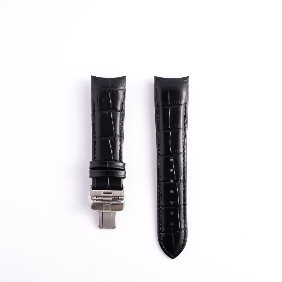 Tissot Couturier 23mm Black Leather Curved Strap & Clasp | OEM T600028564 T035614A