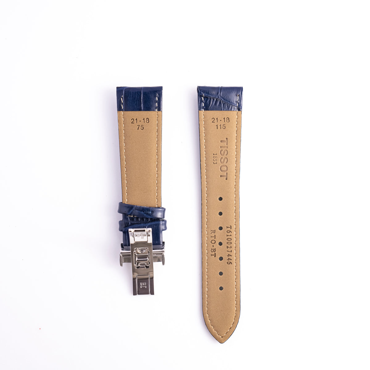 Tissot Gentleman 21mm Blue Leather Strap & Butterfly Clasp | OEM T852041857