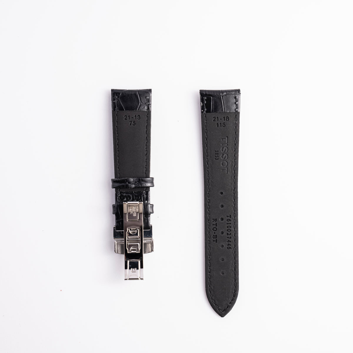 Tissot Gentleman 21mm Black Leather Strap & Butterfly Clasp | OEM T852041858