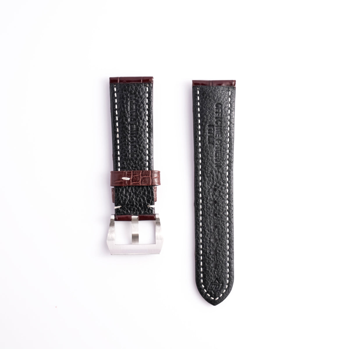 Panerai Luminor Marina 44mm Dark Brown Alligator Leather Strap 24mm with Brushed Pre-V Buckle | Genuine OEM