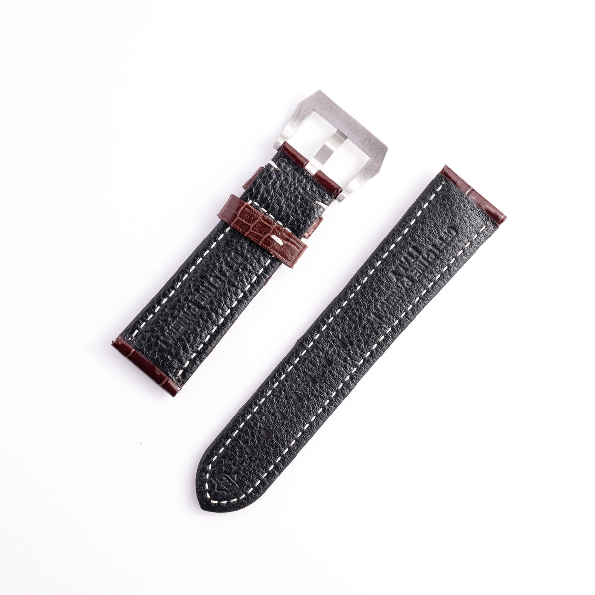 Panerai Luminor Marina 44mm Dark Brown Alligator Leather Strap 24mm with Brushed Pre-V Buckle | Genuine OEM