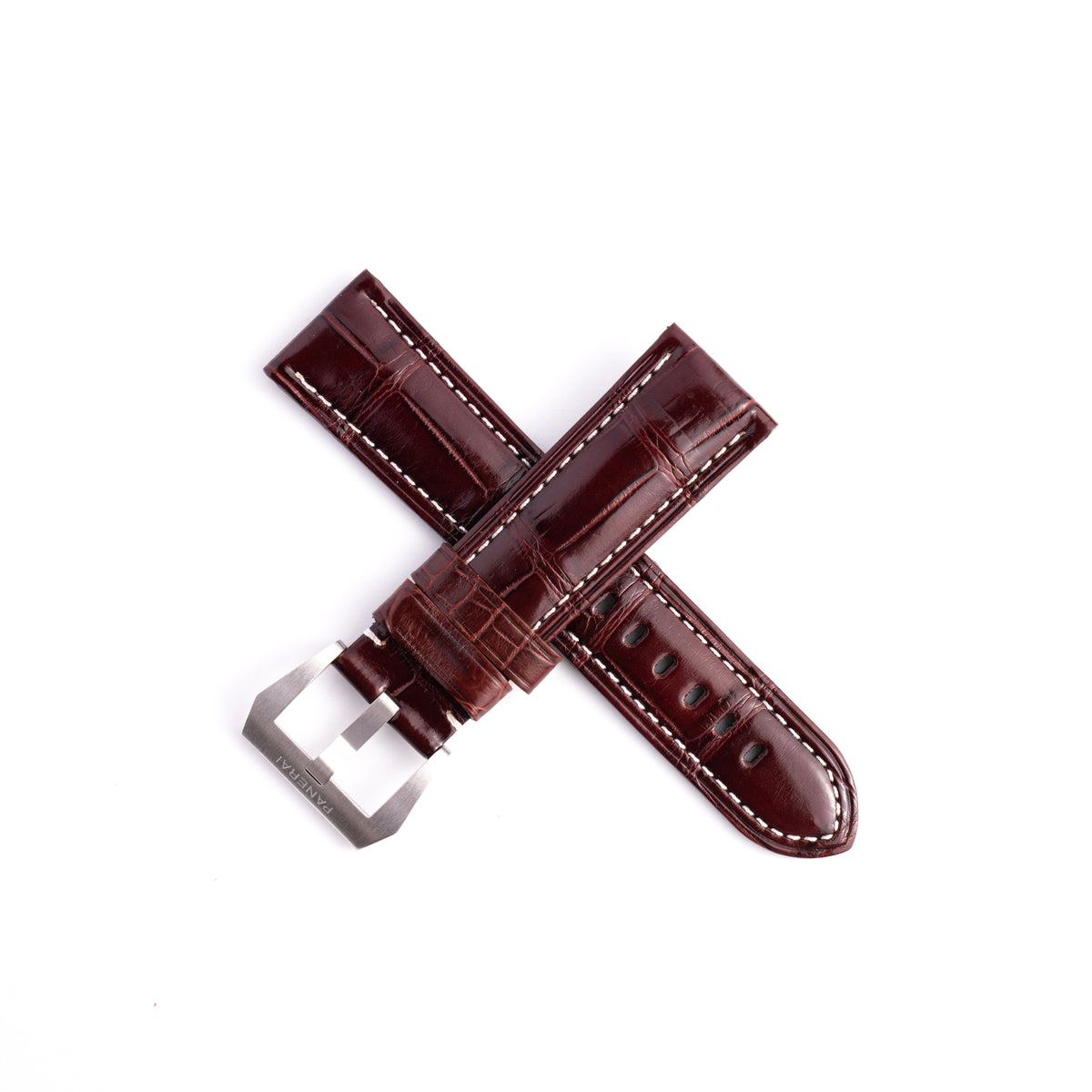 Panerai Luminor Marina 44mm Dark Brown Alligator Leather Strap 24mm with Brushed Pre-V Buckle | Genuine OEM