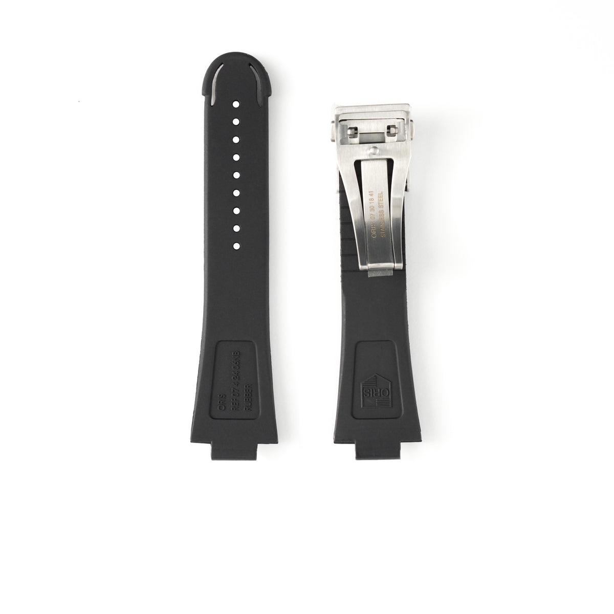 Genuine Oris TT1 Black Rubber Strap 24mm / 20mm | 07 4 24 06FC with Folding Clasp & Extension