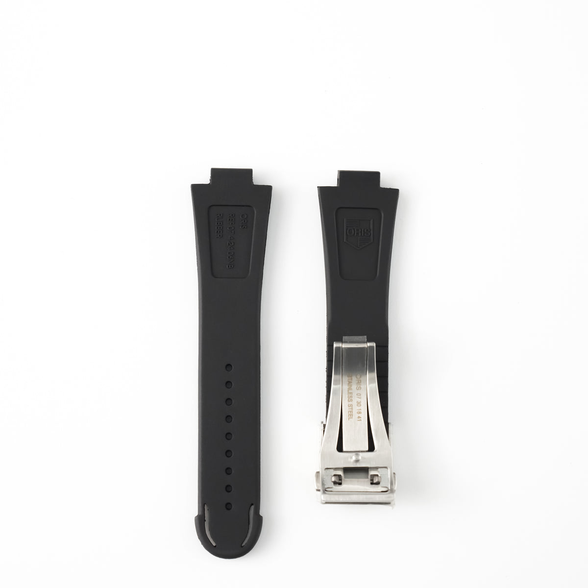 Genuine Oris TT1 Black Rubber Strap 24mm / 20mm | 07 4 24 06FC with Folding Clasp & Extension