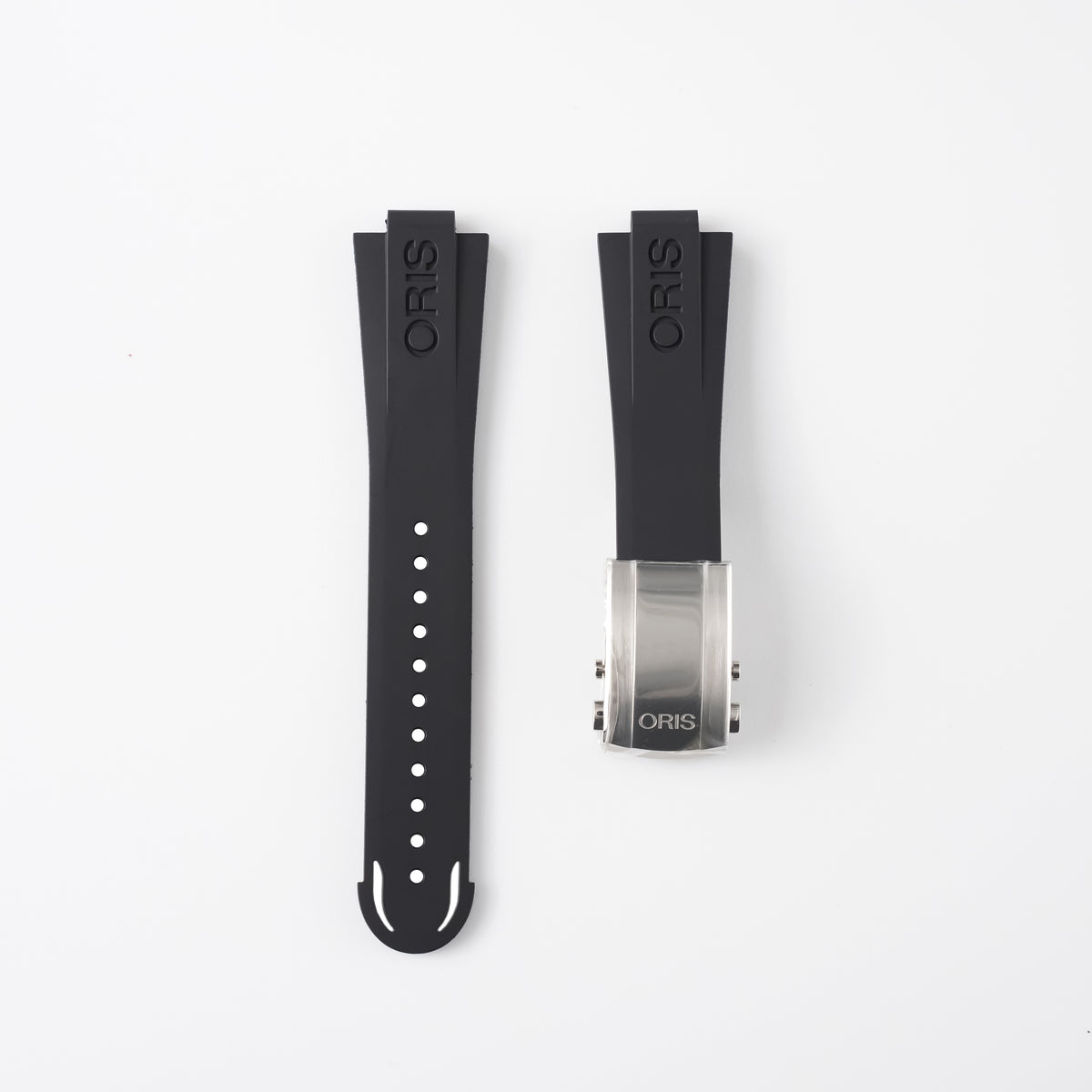 Genuine Oris Aquis Black Rubber Strap 24mm / 20mm | 07 4 24 64EB with Steel Folding Clasp & Extension