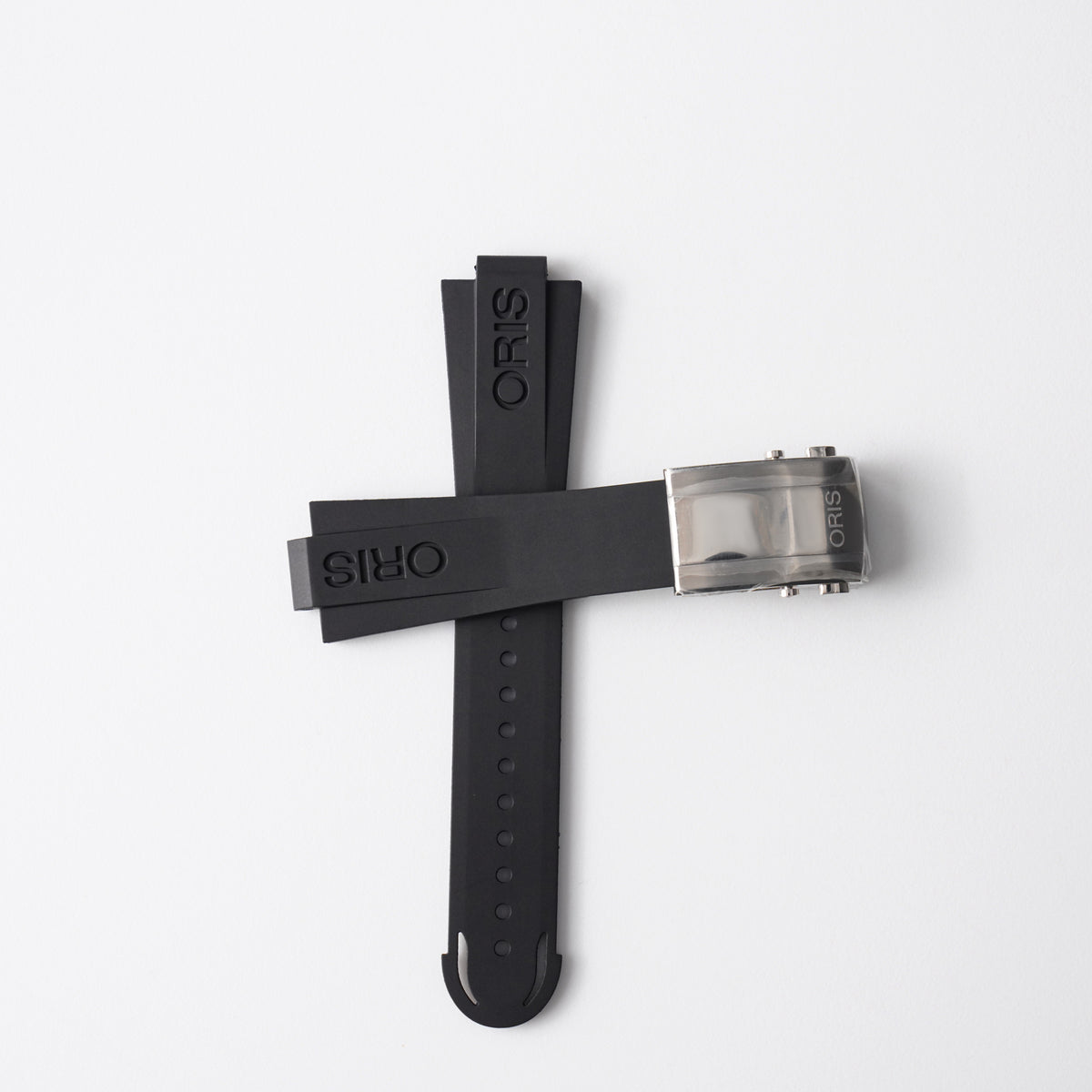 Genuine Oris Aquis Black Rubber Strap 24mm / 20mm | 07 4 24 64EB with Steel Folding Clasp & Extension