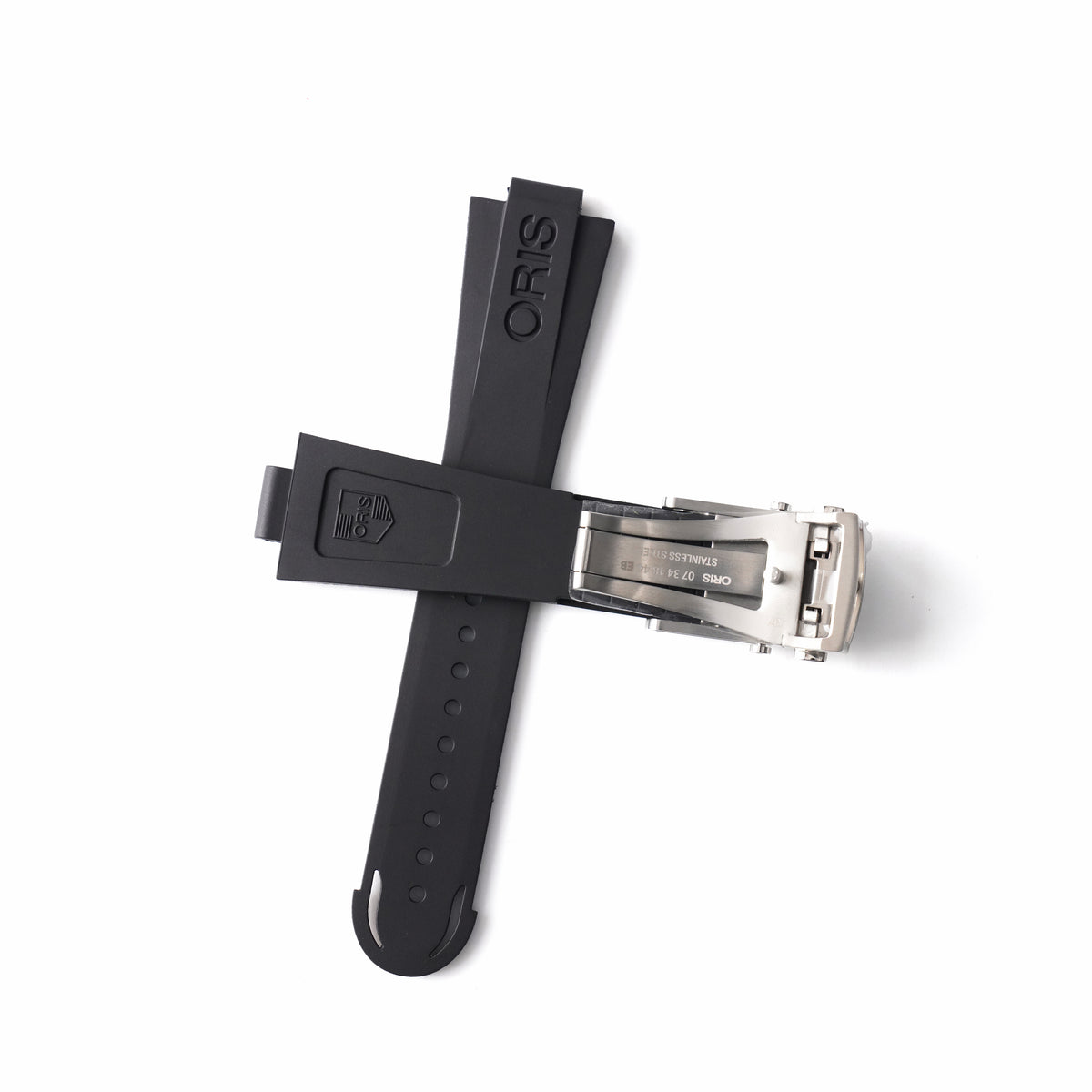 Genuine Oris Aquis Black Rubber Strap 24mm / 20mm | 07 4 24 64EB with Steel Folding Clasp & Extension