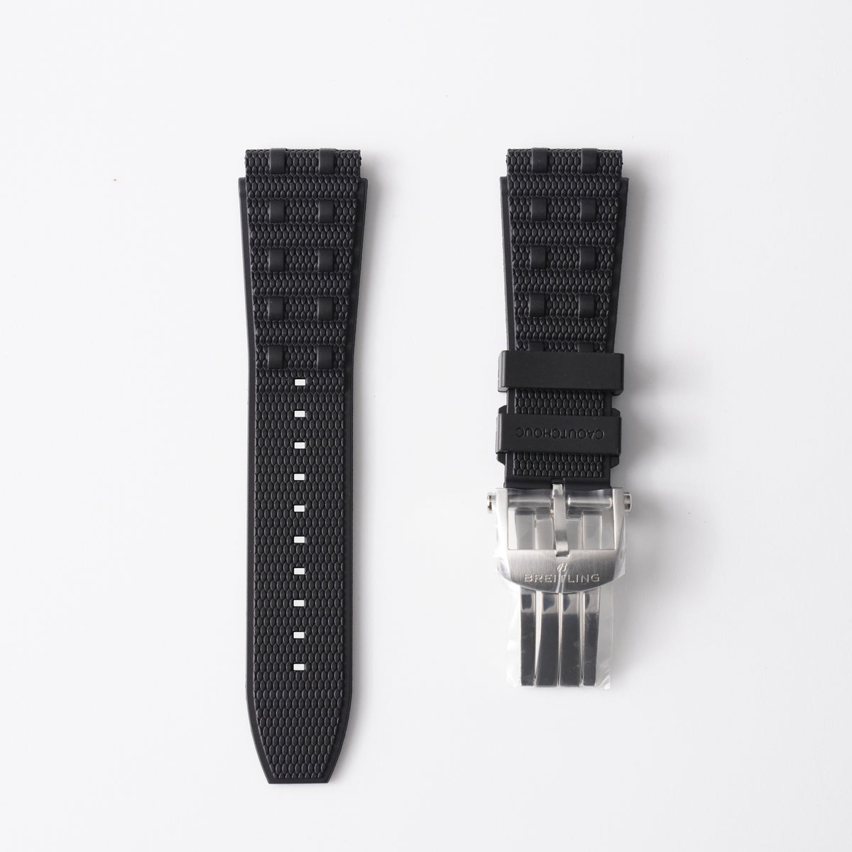 Genuine Breitling Rouleaux Chronomat B01 Black Rubber Strap 22mm / 20mm | A20DSA.6 Steel Clasp