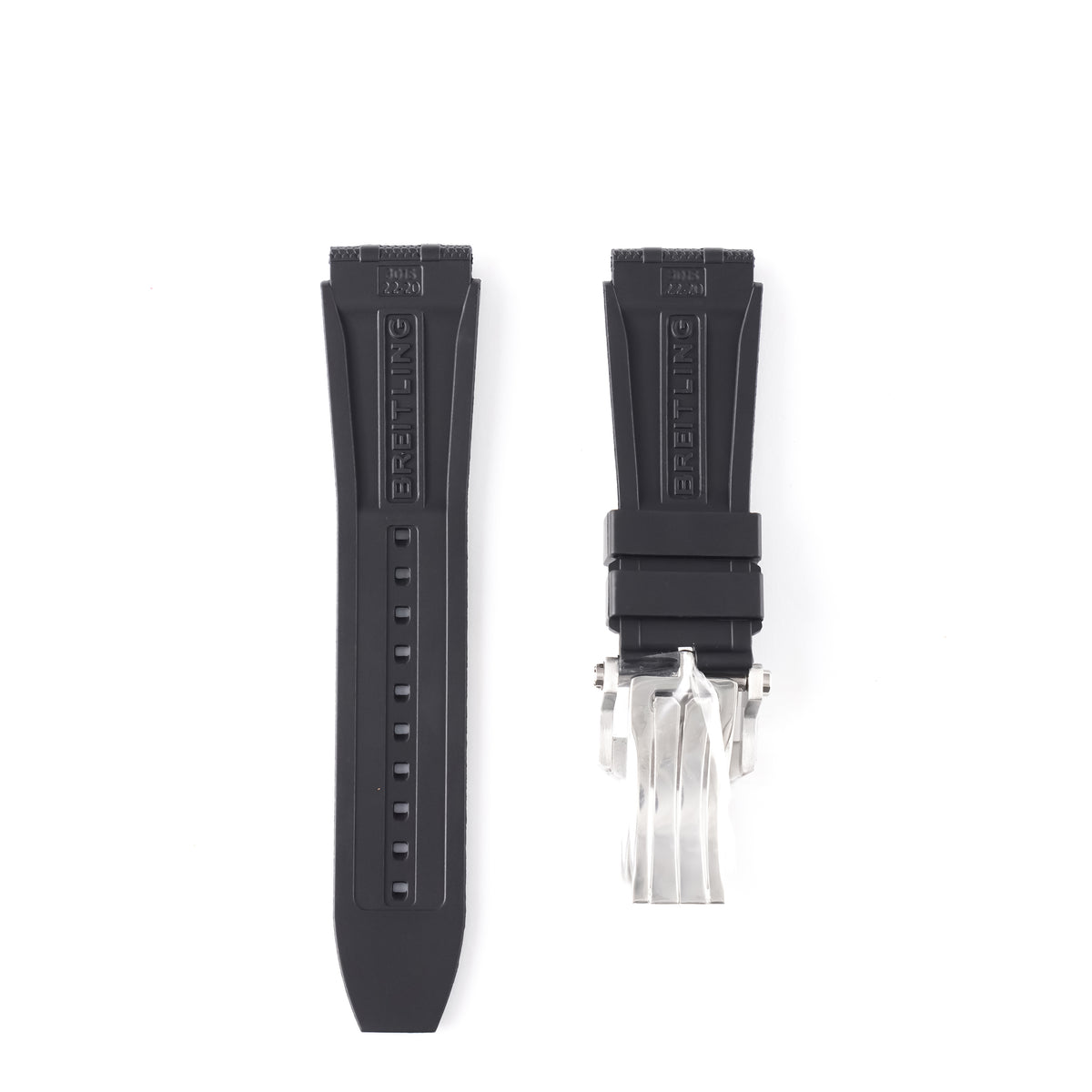 Genuine Breitling Rouleaux Chronomat B01 Black Rubber Strap 22mm / 20mm | A20DSA.6 Steel Clasp