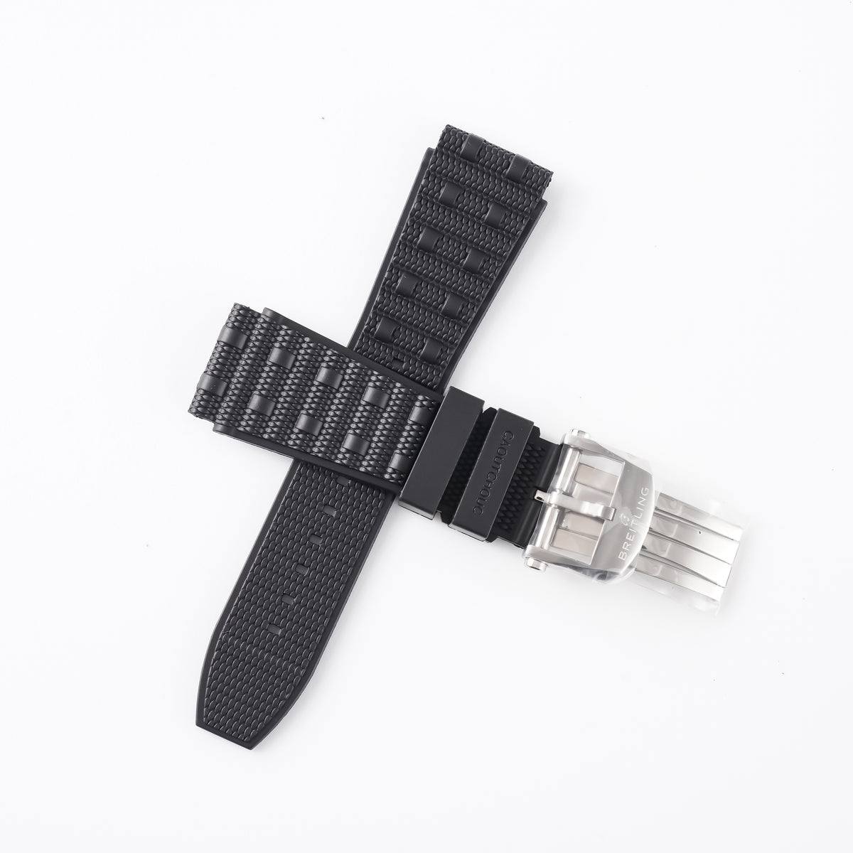 Genuine Breitling Rouleaux Chronomat B01 Black Rubber Strap 22mm / 20mm | A20DSA.6 Steel Clasp