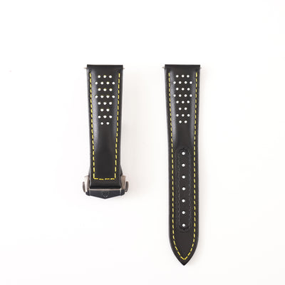 Genuine Omega Speedmaster Apollo 8 21mm Black Leather Strap & Black Deployant Clasp