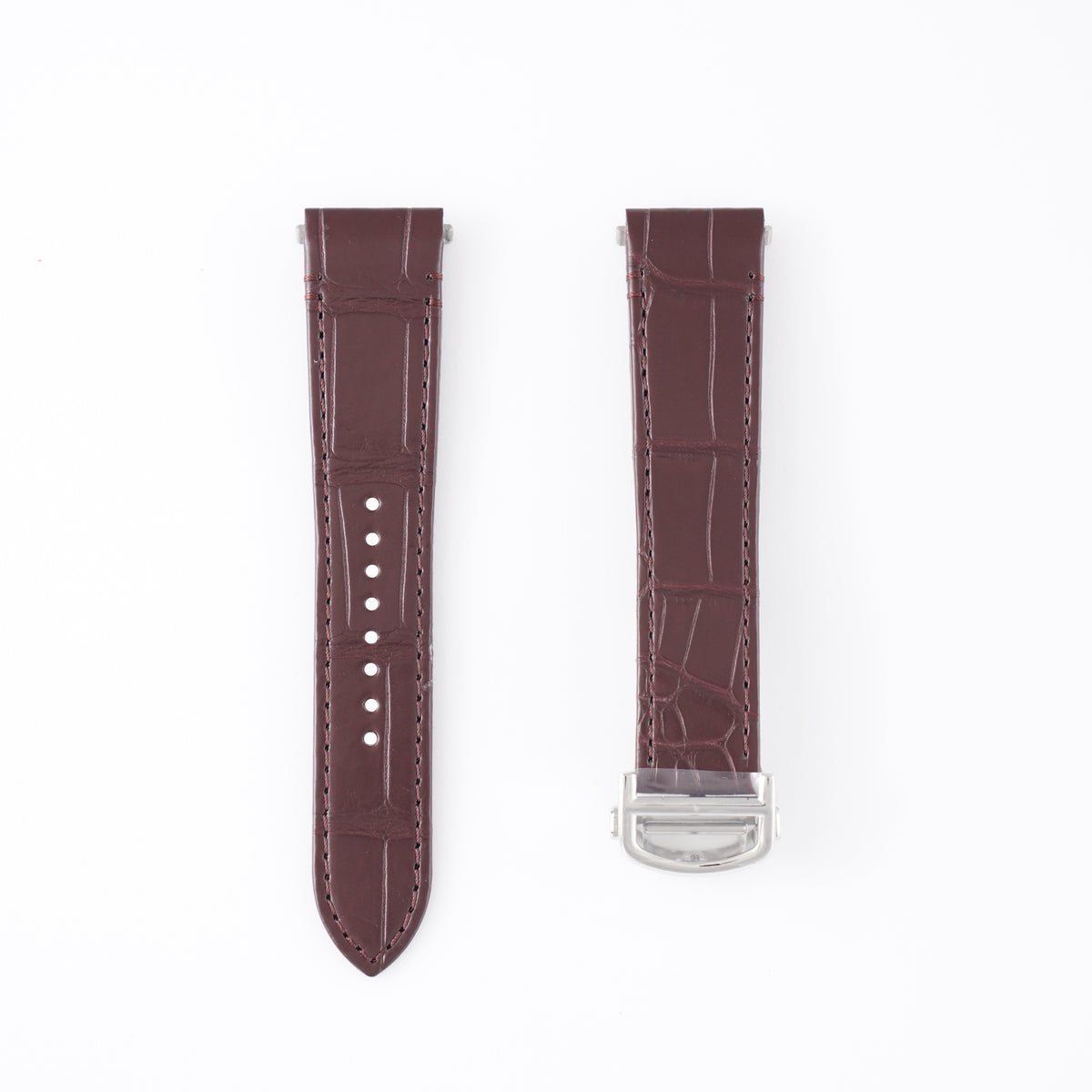 Genuine Cartier Santos Large Bordeaux Alligator QuickSwitch Strap 21mm / 18mm | KD2DM52 with Steel Clasp