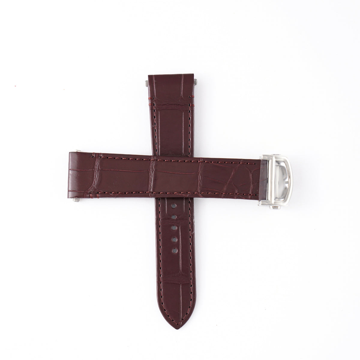 Genuine Cartier Santos Large Bordeaux Alligator QuickSwitch Strap 21mm / 18mm | KD2DM52 with Steel Clasp