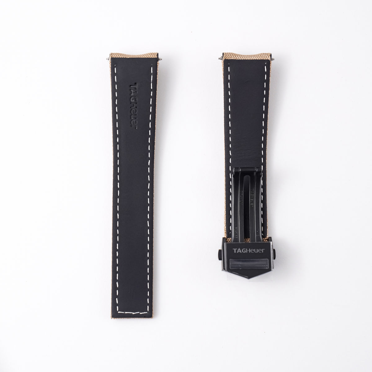 Genuine TAG Heuer Aquaracer Sand Beige Canvas Strap 21.5mm | FC6383 / FC5069 Black Titanium Clasp