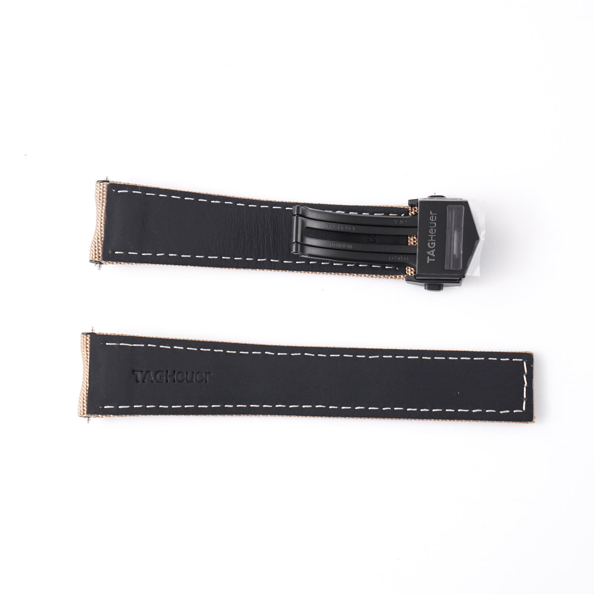 Genuine TAG Heuer Aquaracer Sand Beige Canvas Strap 21.5mm | FC6383 / FC5069 Black Titanium Clasp