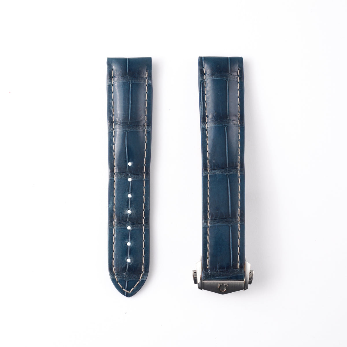 Genuine Omega Aqua Terra 20mm Blue Alligator Strap & Steel Deployant Clasp | CUZ007554 / 94521893