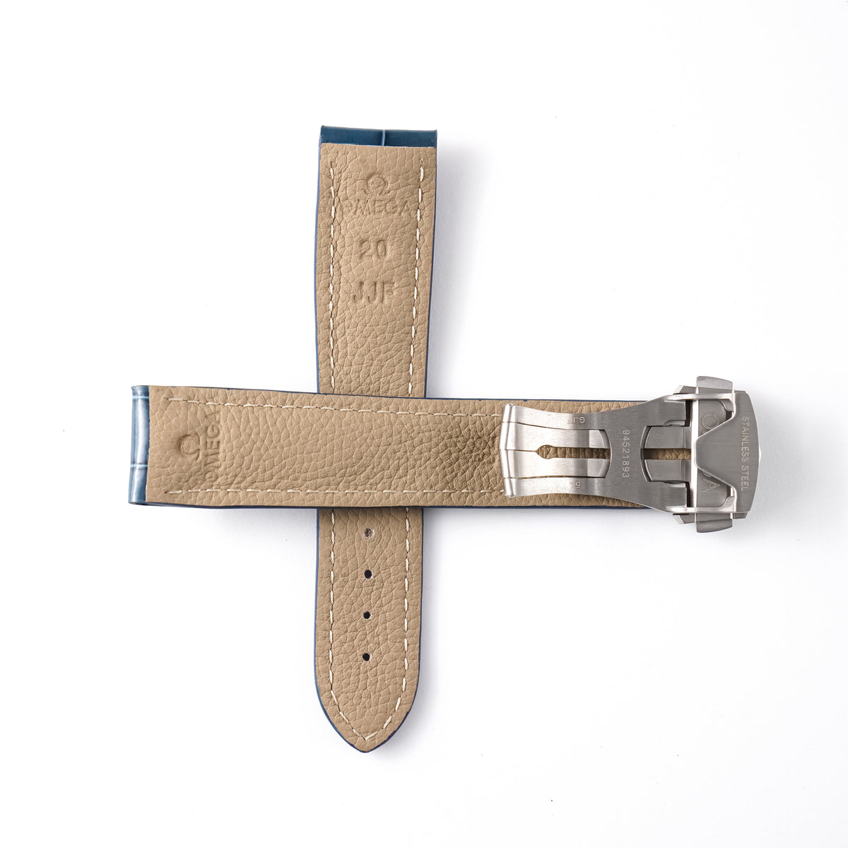 Genuine Omega Aqua Terra 20mm Blue Alligator Strap & Steel Deployant Clasp | CUZ007554 / 94521893
