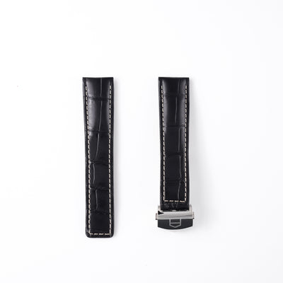 Genuine TAG Heuer Carrera Black Alligator Strap 20mm / 18mm | FC6266 with Steel Folding Clasp